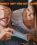 Couple smiling while holding 66 In 1 Magnetic Ratcheting Screwdriver Set With Pivot T Handle, gift for DIY lovers.