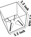 Diagram of a clear acrylic square baseball and golf ball display case showing 3.2 inch dimensions