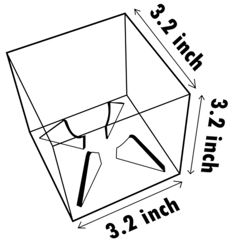 Diagram of a clear acrylic square baseball and golf ball display case showing 3.2 inch dimensions