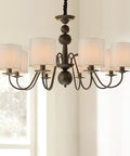 Clip On Chandelier Lamp Shades Set Of 6 Small Drum Linen Fabric Handmade Beige Only For Candle Bulb 5.2 By 5.2 By H5.2 Inches Modern Trendy Decor