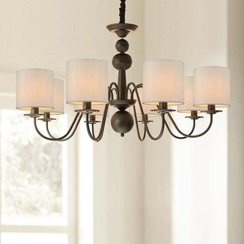 Clip On Chandelier Lamp Shades Set Of 6 Small Drum Linen Fabric Handmade Beige Only For Candle Bulb 5.2 By 5.2 By H5.2 Inches Modern Trendy Decor