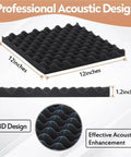 Heavy Duty Peel And Stick Soundproof Foam Acoustic Wall Panels High Density Noise Dampening Blocks in 12x12 inches with 3D wave design.
