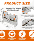 Push In Gray DIN Rail Terminal Block Kit ST2 2.5 1x1 76 Pcs With Covers End Stops And Jumpers For Control Panels And DIY Electrical Projects Perfect For Auto Wiring In Cabinets Quick Install And Reliable Performance, 35mm DIN rail size