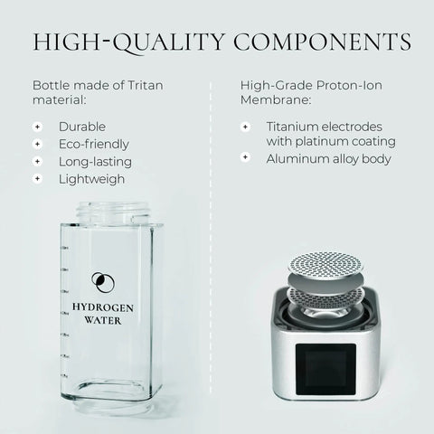 Hydrogen Water Bottle Generator Pro Portable Alkaline H2O Machine with Tritan material and Proton-Ion Membrane components