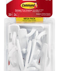 Medium Utility Hooks Set With 20 Hooks And 24 Strips Damage Free Hanging Wall Hooks With Adhesive Strips packaging front view