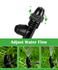 Close-up of Two Dozen Pcs Drip Irrigation Misting Emitters with 360 Degree Adjustable Atomizing Nozzles for One Quarter Inch Tubing.
