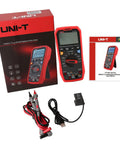 UT161B True RMS Digital Multimeter Workhorse with 6000 Counts, box, test leads, USB cable, and manual displayed
