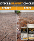 High Gloss Wet Look Concrete Sealer Solvent Based Acrylic Cure And Seal UV Resistant Non Yellowing Formula on stamped concrete before and after application.