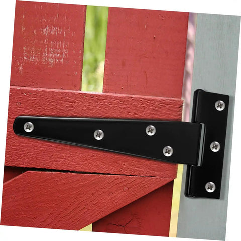Eight Piece 5 Inch Black Galvanized T Shaped Door Hinges For Wood Cabinets And Small Interior Doors Weld On Triangle Hinge For Sheds Boxes