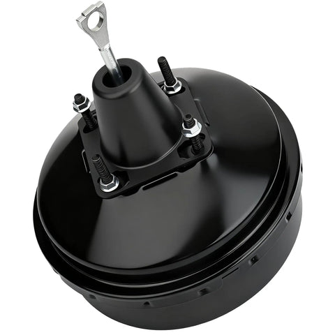 Premium Heavy Duty Brake Booster Straight Bolt On Steering Aid Direct Swap Compatible With 1997 To 2005 Chevy Blazer Gmc Jimmy S10 Sonoma 5474822, close-up view, black finish, multiple mounting bolts.