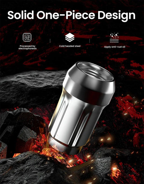 Road Ready Chrome Lug Nuts 60 Degree Conical Seat 12X1.25 Thread Six Spline Drive Beefy 1.38 Inch build in solid one-piece design.