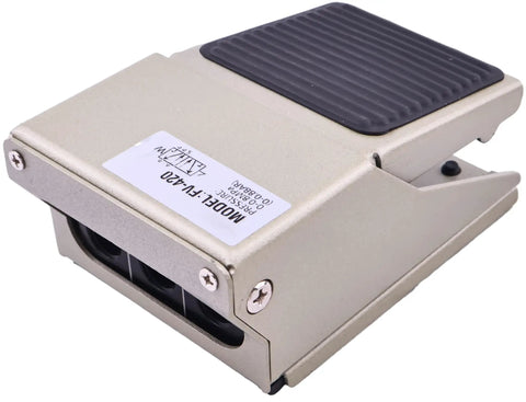 Foot Pedal Pneumatic Valve Two Position Four Way Air Control One Quarter Inch NPT FV-420 VFP440 silver metal foot pedal view