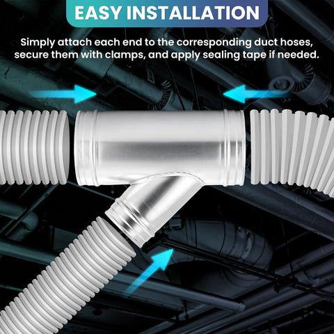 Hecka Solid Hvac Duct Splitter 6 By 6 By 4 Inch Galvanized Steel 3 Way Y Shaped Connector for easy installation with duct hoses.