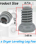 4 Pack Dryer Leveling Leg Feet Replacement For Front Load Dryers DV2 DV3 DV4 DV5 DVE product size dimensions shown