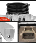 Close-up of Alternator For Ford E Series Vans And Crown Victoria Lincoln Town Car Mercury Grand Marquis 12V 155A 6-Groove CW pulley