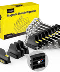 Magnetic Wrench Organizer Set For Tool Box, 50-Piece Modular Wrench Holder With Metric And SAE Labels, packaging and contents visible