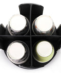 Top view of Two Pack Rotating Cup Dispenser With Four Compartments For Cups And Lids, Dope Durable Plastic Paper Cup Storage Organizer