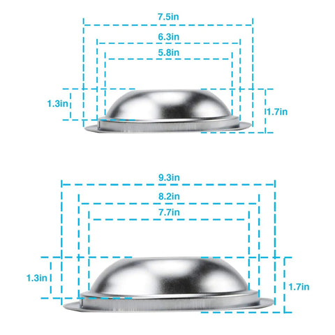 Stove Drip Pan Set 4 Pack Replacement Bowls For Electric Stoves 6 Inch And 8 Inch Burners with dimensions guide