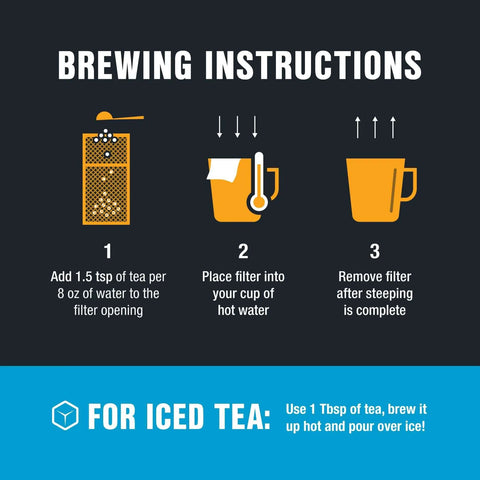 Brewing instructions for Disposable Loose Leaf Tea Filters For Easy Brewing, Unbleached Paper Sachets, Single Cup Infuser Bags with iced tea tip