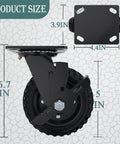 Badass Heavy Duty Caster Wheels Set features size dimensions 6.7 in height and 4.4 in base for steel construction.