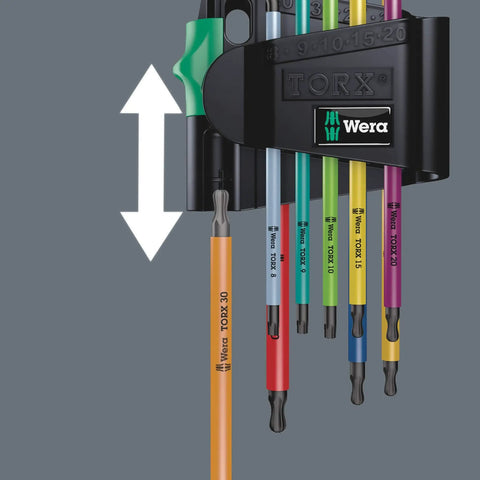 Tamper Proof Torx L Key Set For BO Security Screws With Ballpoint Offset Color Coded Plastic Sleeve Easy Grip At Low Temps