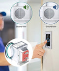 Man installing Ring doorbell with 16V 30VA Doorbell Transformer Powers Single Or Multiple Chimes And Works With Ring Pro Nest Hello