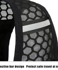 Reflective strap detail on hydration vest water backpack for running and hiking lightweight reservoir pack with breathable back panel