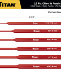 12-Piece Chisel And Punch Set Pro Grade Heavy Duty Tools With Cold Chisels Center Punches And Pin Punches One-Piece Forged