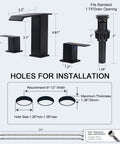 Installation diagram for RV Bathroom Sink Faucet Brushed Nickel 4 Inch Centerset Two Handle Vanity Faucet For 3 Hole Lavatory Sinks