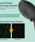 Filtered Handheld Shower Head With BuiltIn Filter, High Pressure 8Mode Showerhead, black anti-clog nozzle feature
