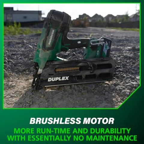 36V Cordless Forming Nailer With 2.5Ah Battery And 3.5 Inch Duplex And Double Headed Fasteners NR3675DD on gravel surface