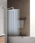 High Pressure 12 Inch Square Rain Shower Head With Arm In Brushed Nickel, full waterfall coverage in modern bathroom