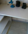 Desktop covered with Textured Fabric Wallpaper Gray Faux Grasscloth Peel And Stick Waterproof Self Adhesive Roll For Countertops.