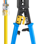 RJ45 Crimp Tool For Pass Through Connector EZ Cut Strip And Crimp Cat5e And Cat6 Ethernet Cables Heavy Duty Crimper