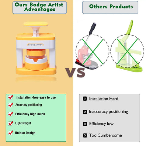Effortless DIY Pin Button Maker Kit For Creative Kiddos, Smooth 2.16 Inch Badge Press Machine comparison with outdated button presses.