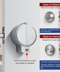 MOSECYOU deadbolt security guard device on exterior door; round metal shield protects keyhole and thumb turn.
