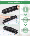 Ultra Compact 4 Hole Paper Punch For A4 Refills 6mm Hole Diameter 10 Sheet Capacity Portable Manual Desk Puncher usage instructions.