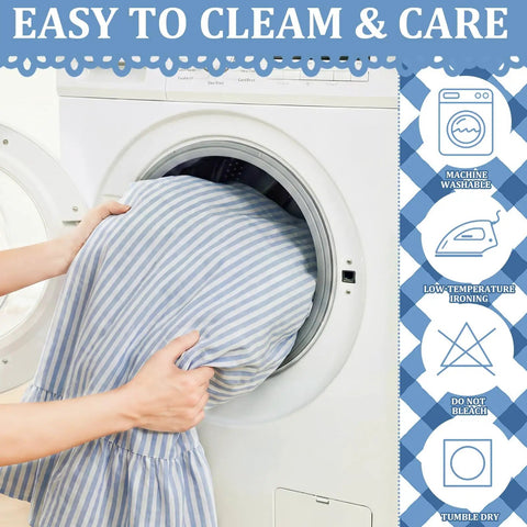 Blue Stripe Bathroom Sink Curtain Skirt Slaps Over Ugly Pipes Under Vanity Zero Fuss Install Straight Up Solid Coverage Keeps Your Cabinet Lookin Super Clean