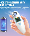 Hand holding Digital Peak Flow Meter With Color Indicators For PEF And FEV1, Clinical Grade Lung Function Tester With Differential Pressure Sensor, Home Use Asthma Monitoring, Easy Readouts For Accurate Daily Breath Tracking