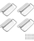 4 Pack 3 Inch Stainless Steel Chest Pull Handles With Screws Foldable Ring Design For Toolbox And Heavy Duty Surface Mount Cases Silver