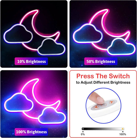 Cloud Neon Sign With Blue And Pink LED Light For Wall Decor USB Powered Neon Sign For Kids Room Bedroom Girls Wedding Party Bar