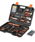 Open 247 Piece Home And Auto Repair Tool Kit With Plastic Toolbox Storage Case, All In One Handy Tool Set for DIY projects