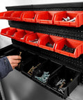 30 Compartment Wall Mounted Tool Organizer Bins Set For Tools, Hardware, Craft Supplies, Nuts And Bolts, Office Essentials, Blackred Finish