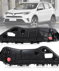 Front bumper bracket retainer, black plastic for Toyota RAV4 (2013-2018); two pieces shown.