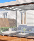 Top Shelf Heavy Duty Clear Vinyl Tarp 8x10 Feet Waterproof Transparent Cover With Steel Grommets For Patios used as a weather shield.