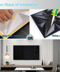 Double-sided tape and gluing for 33 Pack 3D Wall Panels PVC Textured White 12x12 Inches Interior Wall Decor Covering 32 Sq Ft
