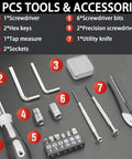 15-piece tool kit for 2-In-1 Camping Lantern And 15 Piece Tool Kit For Outdoors And Survival Gear with screwdrivers and knife.