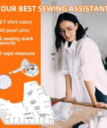T Shirt Alignment Tool Set, Handy Vinyl Heat Press Kit With Eight Rulers, Soft Measuring Tape, Forty Color Pins in use