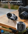 Waist Clip On Personal Fan With 10000mAh Battery, Hands Free Belt Cooler On The Go, USB Type C Power Bank, Built In Flashlight shown on a table