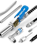 8 Piece Grease Gun Fittings Kit With 90 Degree Adapter Sleeves 18 Inch Flexible Hose Zerk Cleaner Tips and Accessory Bundle